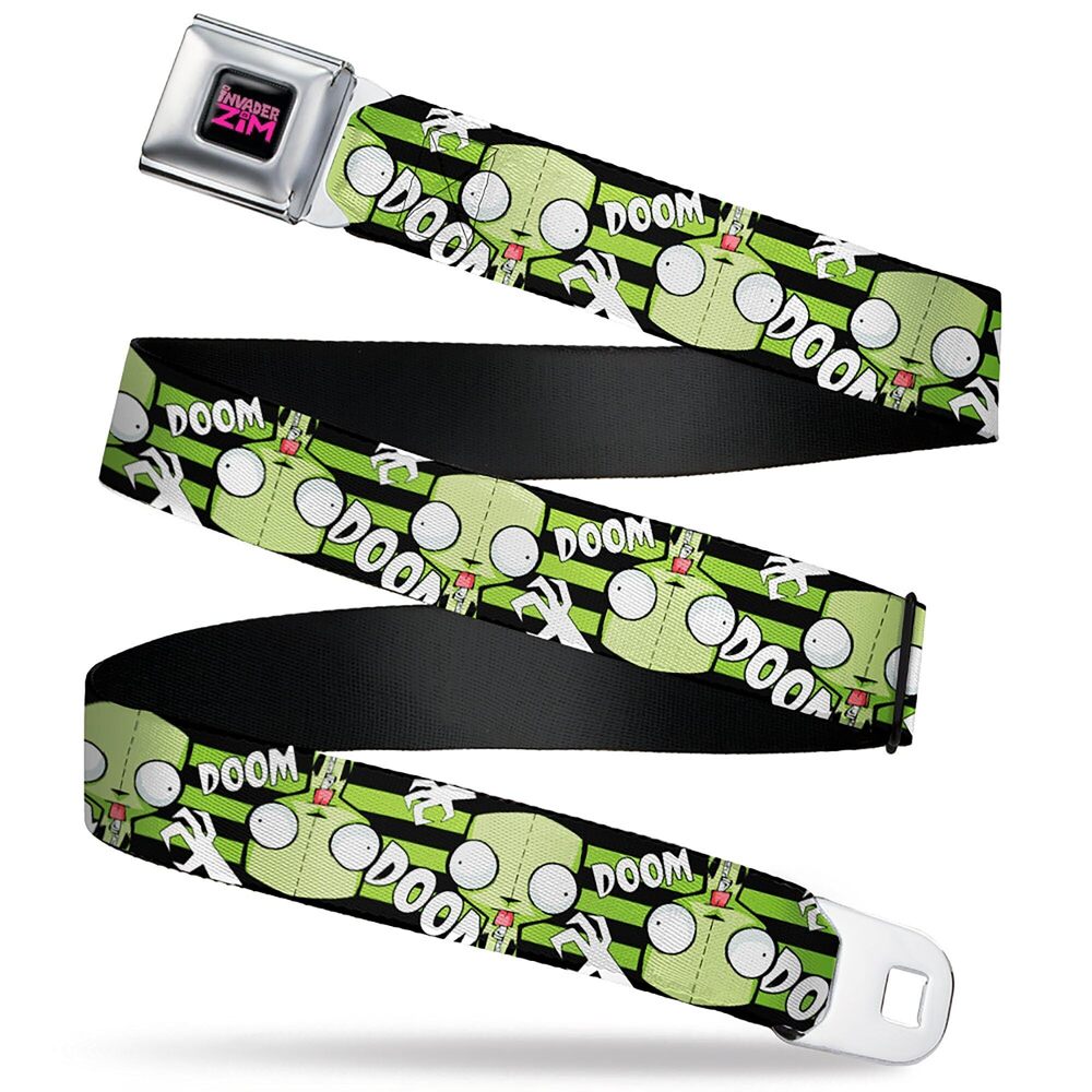 7910 Nickelodeon Belt, Seatbelt Buckle Belt, Invader Zim Gir Doom Flip